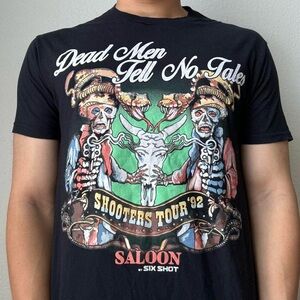 Saloon Six Shot Tour 'Dead Men Tell No Tales' Graphics Black Tee Shirt